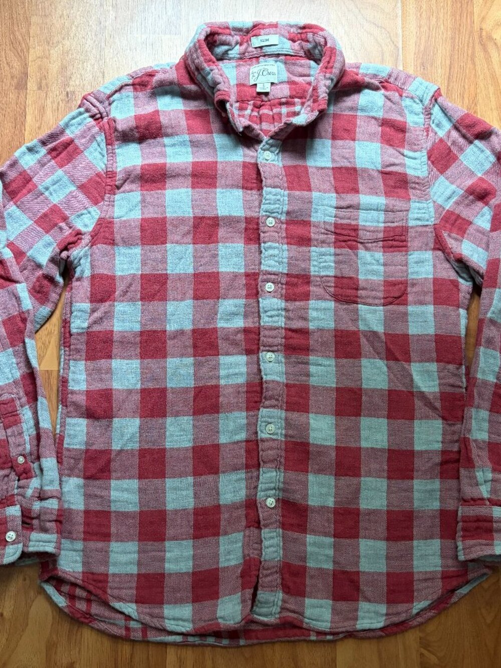J. Crew slim fit double weave gorpcore flannel lumberjack shirt, size men's L